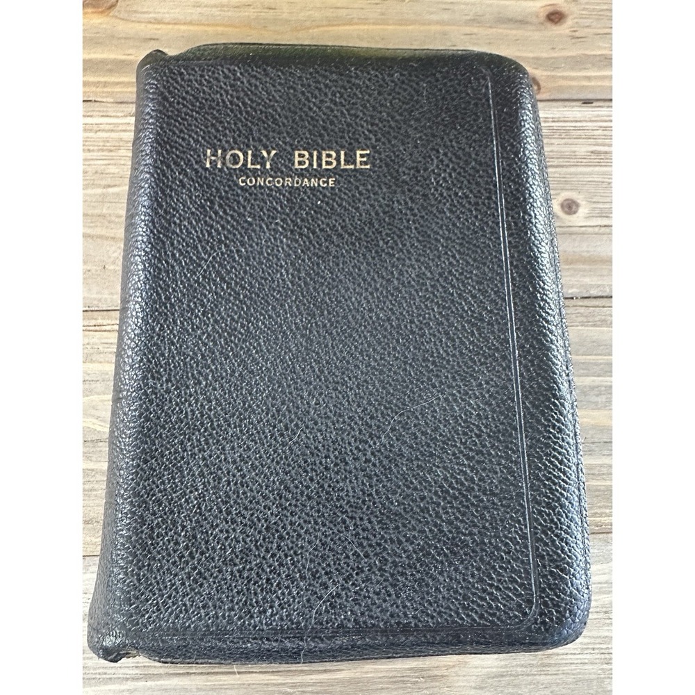 VTG 1964 Bible KJV Leather Concordance Zip Red Leather Edition